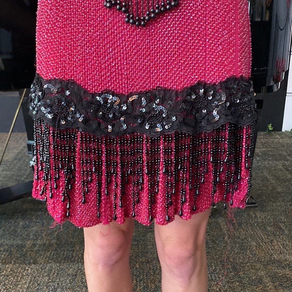 Custom made costume for a show. Flapper Dress. red with black accents. - Picture 4 of 8